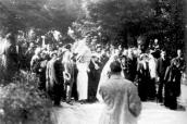 The procession at the cemetery